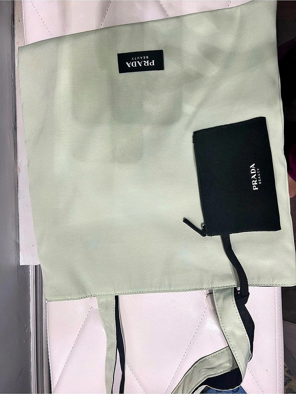 Prada Beauty Reversible Tote Bag Green & Pink